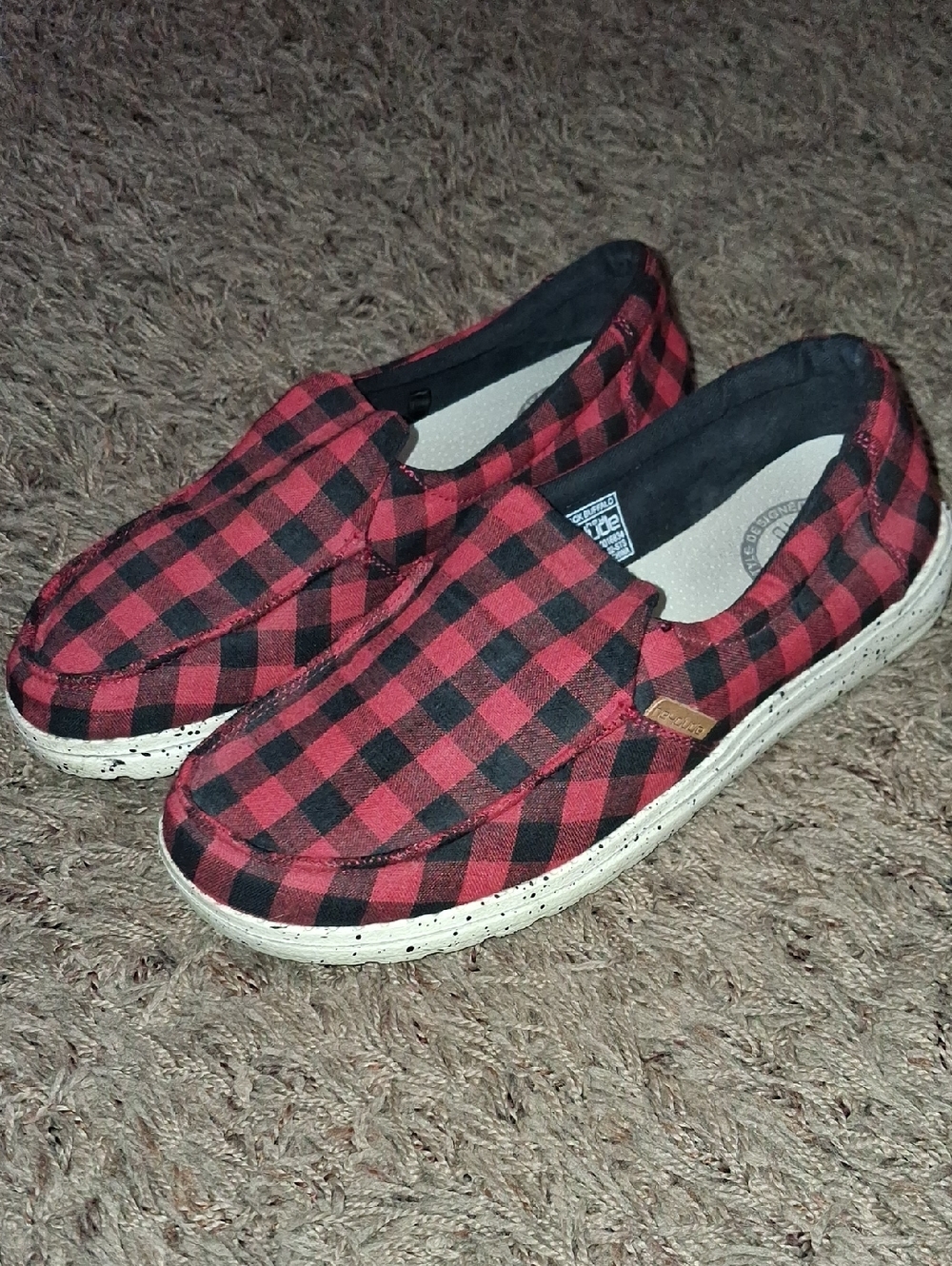 Women's Hey Dude Misty Buffalo Plaid Shoes Size 6